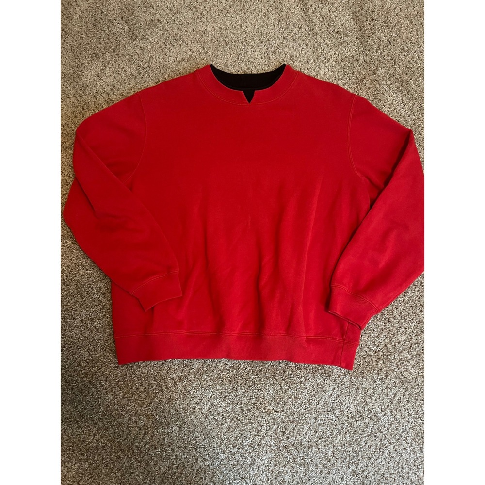 VTG Baxter & Wells Womens Sweatshirt XL Red Double Collar Ribbed Fleece Pullover